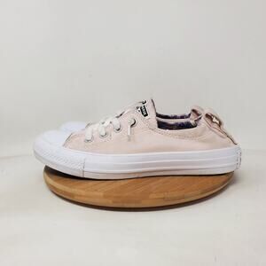 Converse Shoreline Shoes Womens 7 Light Pink Slip On Sneakers Cinch Heel